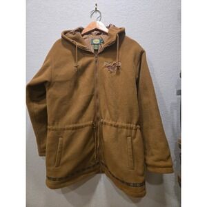 The Cabela's Lined Hooded Lightweight Full Zip Horse Patch Fleece Jacket Size L
